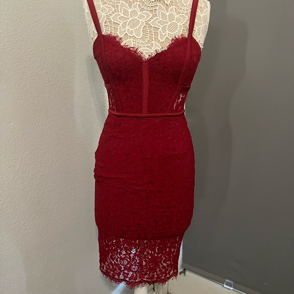 Elegant Burgundy Lace Dress from EXPRESS - Picture 1 of 6